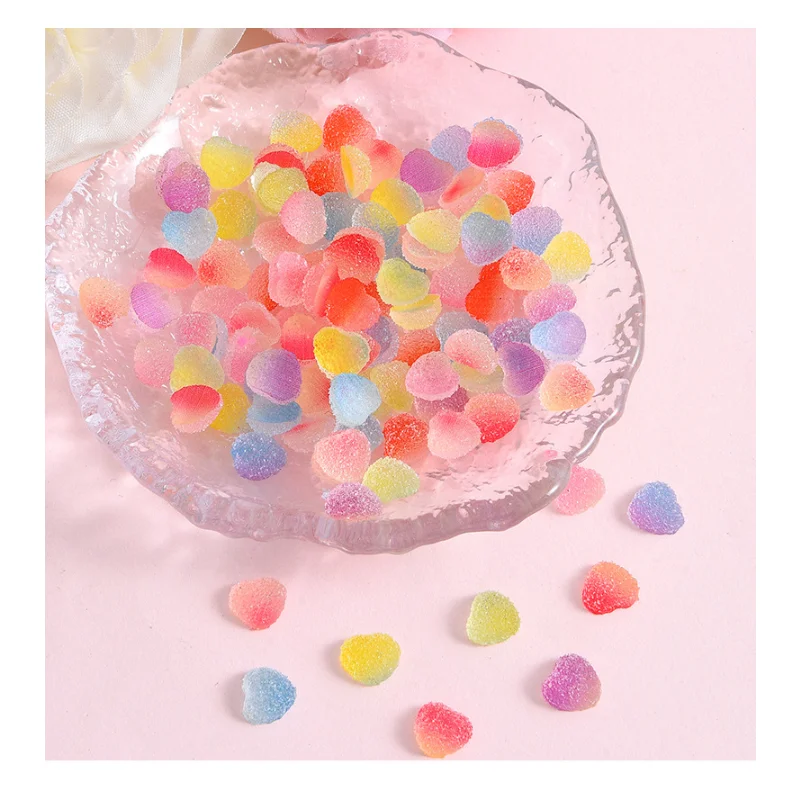 20pcs Mini Imitation Heart-Shaped Fudge Candy Rubber Flatback Scrapbook DIY Wedding Hairpin Embellishments Accessories