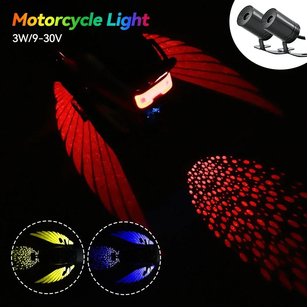 1 to 3 Motorcycle LED Welcome Light Angel Wings Style and Rear Brake Projection Lights For Motorcycle Decorative Wing Lights