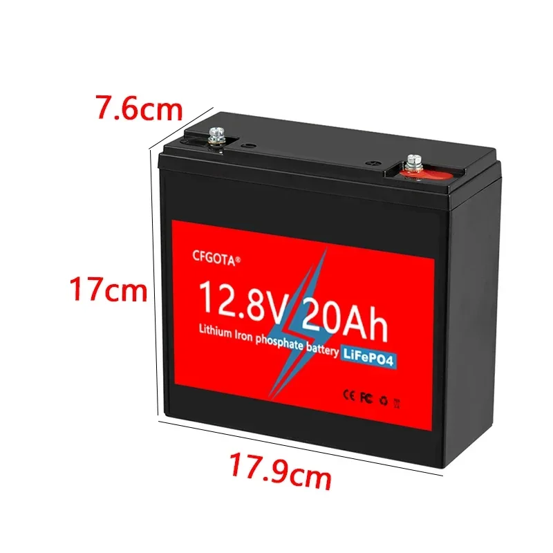 12V 20Ah LiFePO4 Battery 6000+ Cycles Rechargeable Lithium Battery for Solar Lighting Camping Power Wheels Fish Finder