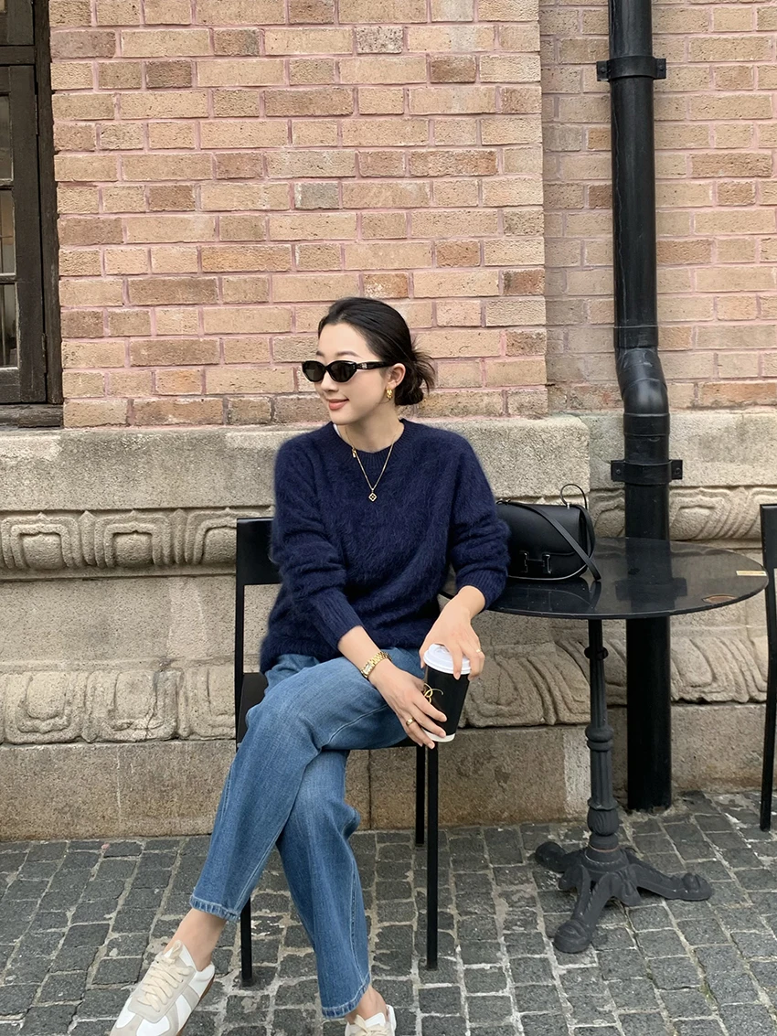 

Джинсы женские Sunny Straight Leg French Bread, ультрауниверсальные, стройнящие, с четырехсторонним стрейчем, укороченные, синие, из хлопкового денима, с высокой талией