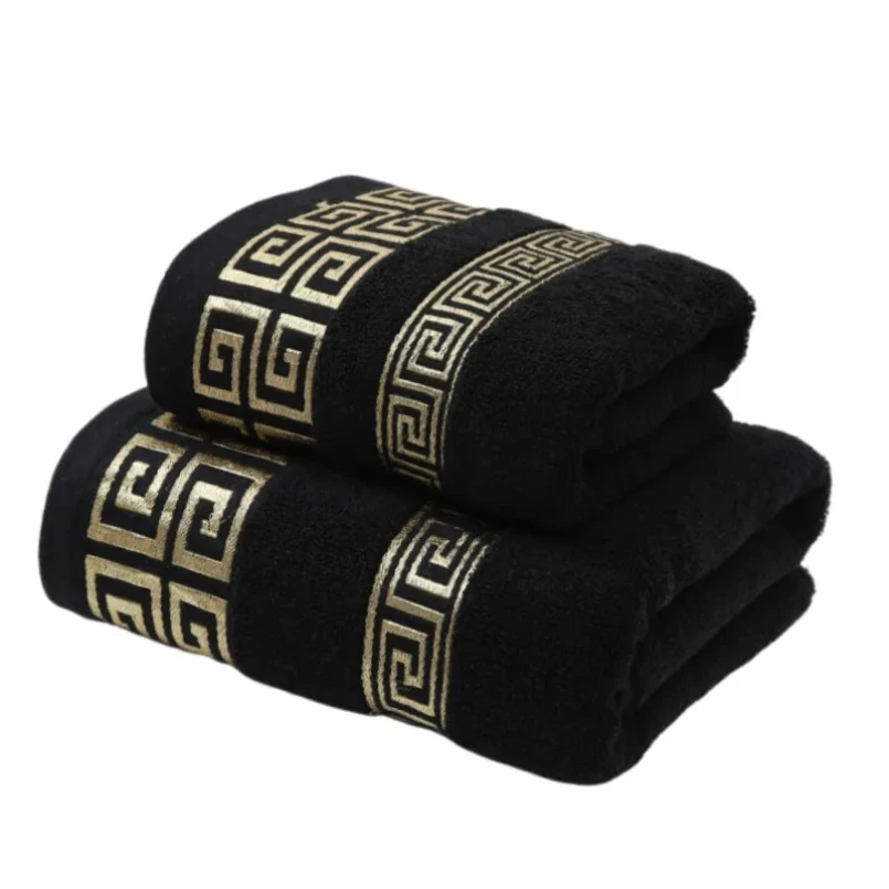 

Black Bathroom Towel Sets 100% Cotton Embroidered Bathroom Towel Christmas Gift Sport Towel Sets Home Hotel Use 수건 세트