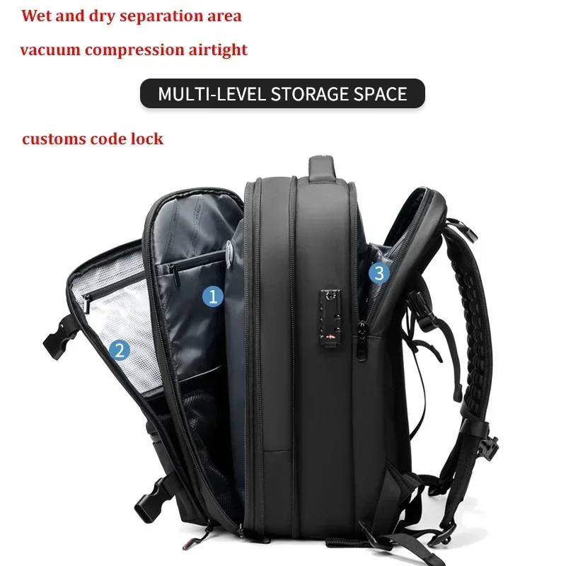 Vacuum Compression Travel Backpack Men 17 Inch Laptop Backpack Large Capacity School Backpack Outdoor Expand Business Knapsack