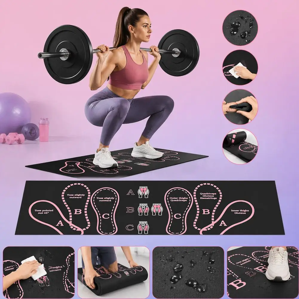 Squat Training Mat Non Slip Foot Position Guide Pad Target Muscle Zone Weightlifting Mat For Home Gym Strength Workout