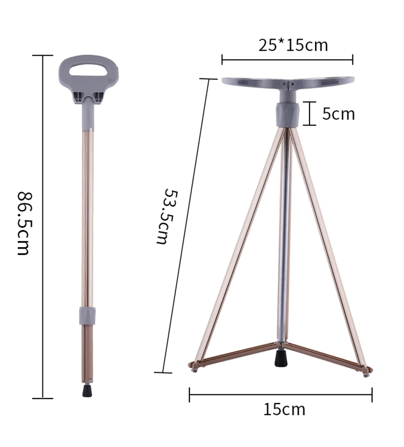 Outdoor Multifunctional Elderly Cane Chair Dual-purpose with stool Sitting Cane Assisted Climbing Mountaineering Cane