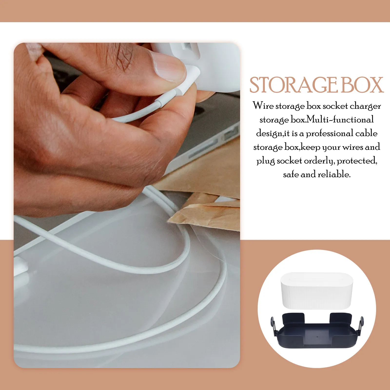 Professional Cable Storage Box Multi Functional Table Socket Organizer for Cord Management Power Line Storage Charging Cable