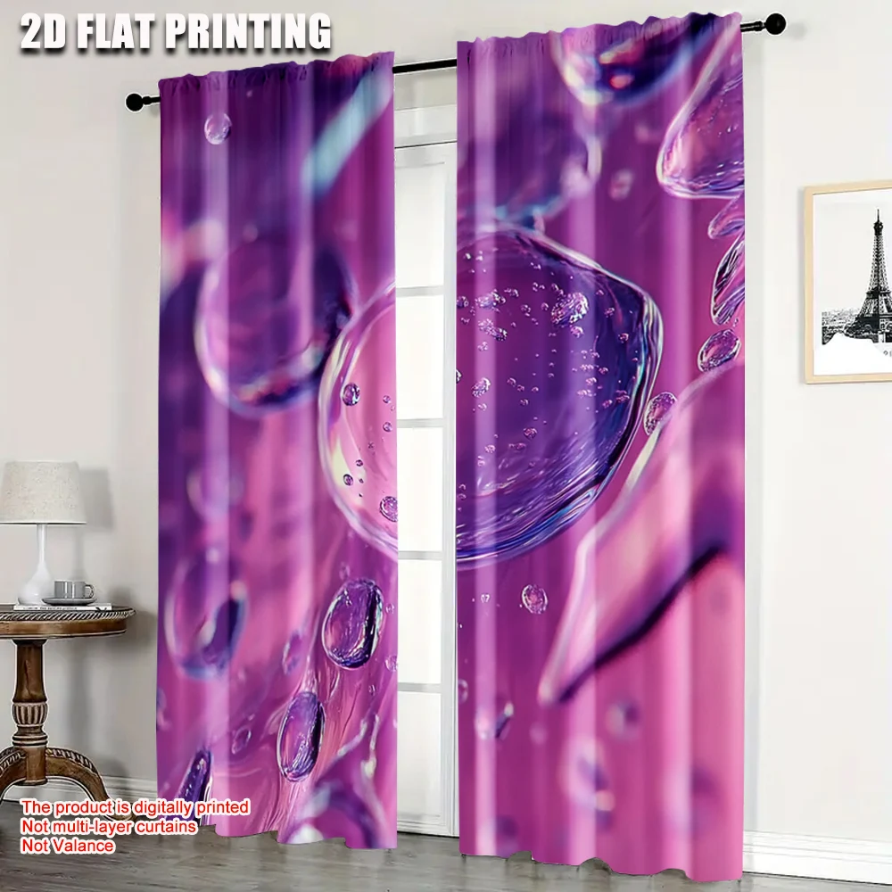 

2pc, Curtain Water Drop Blackout Polyester Festive Wall Decor Applies to Home Use Without Electricity