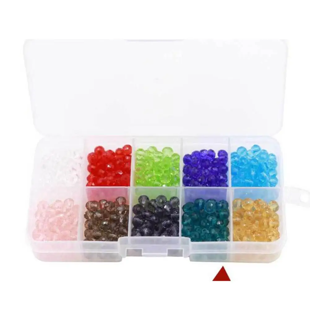 

500 Pcs Quartz Faceted Bead Round Hole Jewelry Making Beads Glass Spacer DIY with Cover