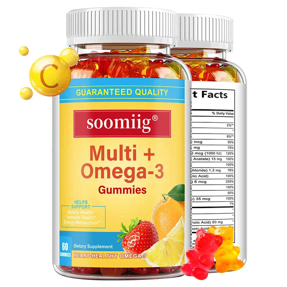 

Omega-3 Gummies - with Vitamin A,C,E,D3,B6,B12,Biotin & Zinc,Support Energy Metabolism,Muscle and Immune Health
