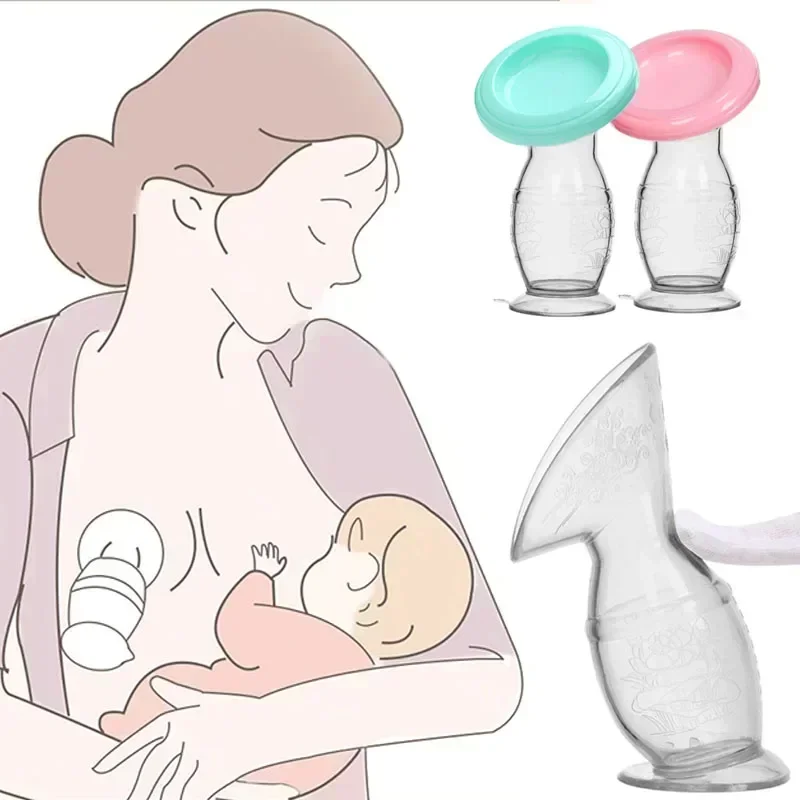 

BPA Free Silicone Manual Breast Pump Baby Breastfeeding Milk Collector Automatic Correction Breast Milk Storage Suction Pump