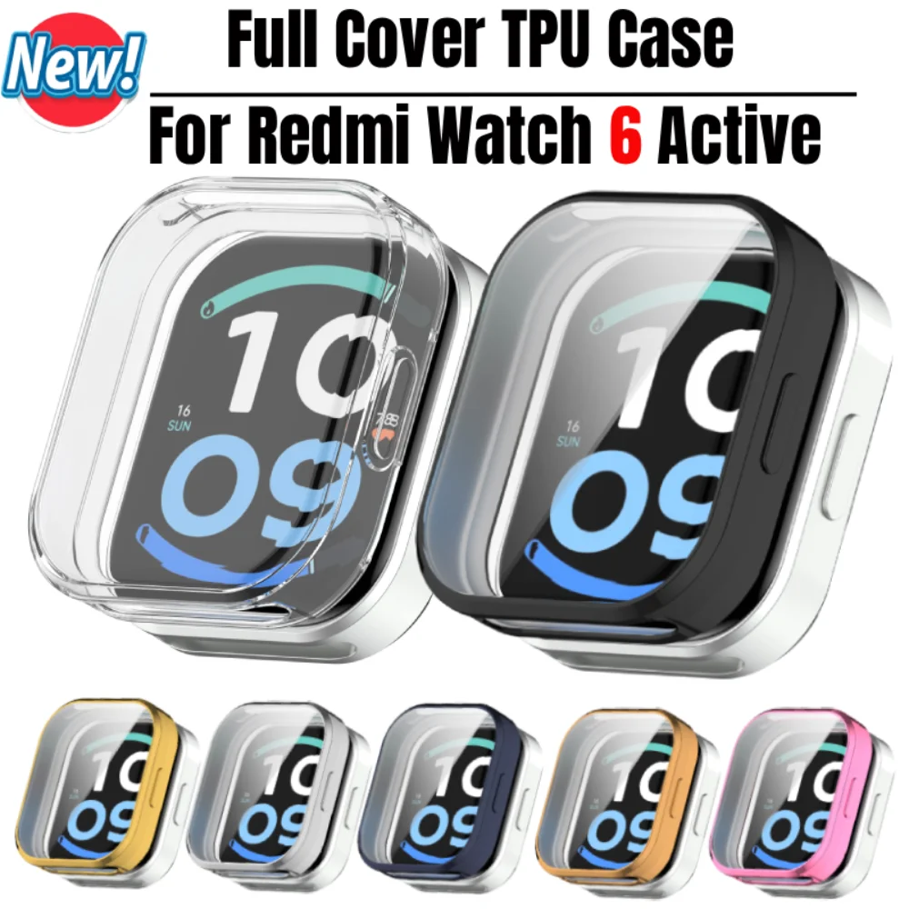 Full TPU Cover for Redmi Watch 6 Active Smart Watch Anti-scratch Screen Protector New Bumper Protective Shell Accessories