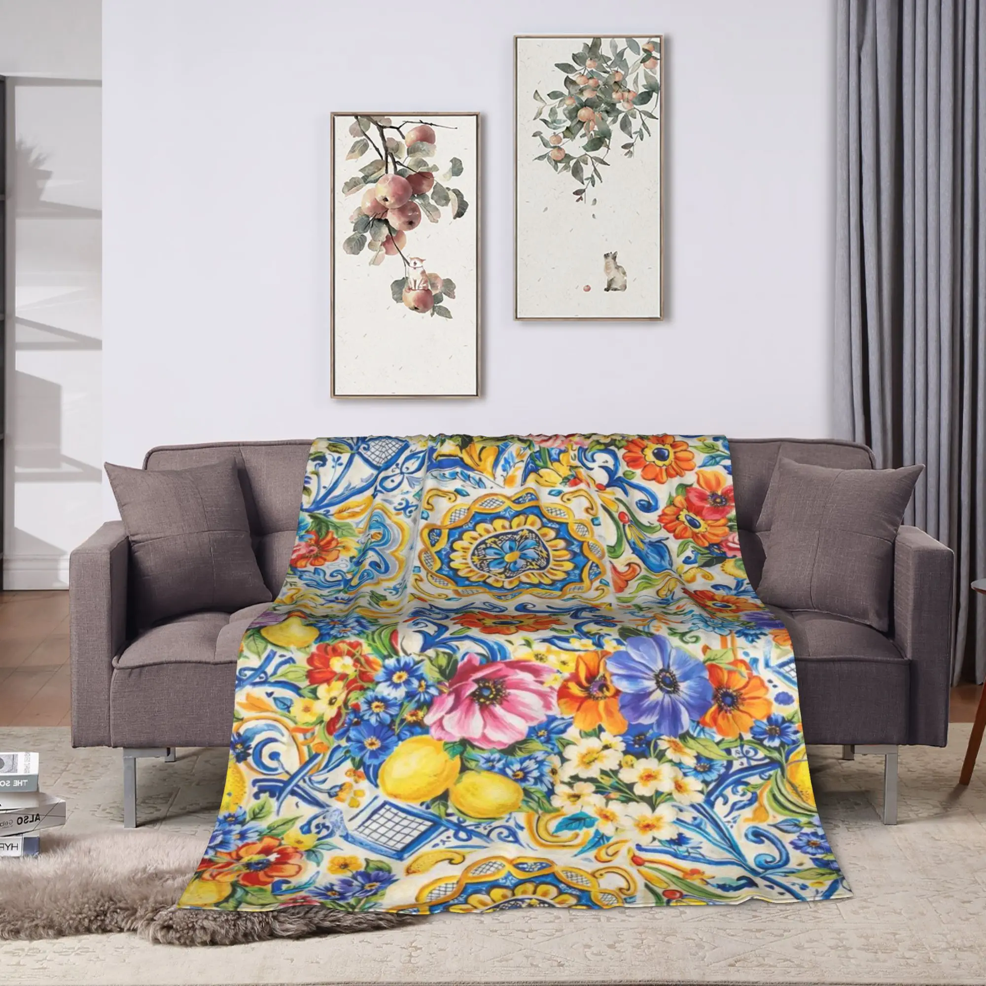 Italy Cute Print Sicilia Sicily Love Trinacria Soft Blankets  Funny Picnic Throw Blanket Couch Chair Flannel Sofa Bed Cover