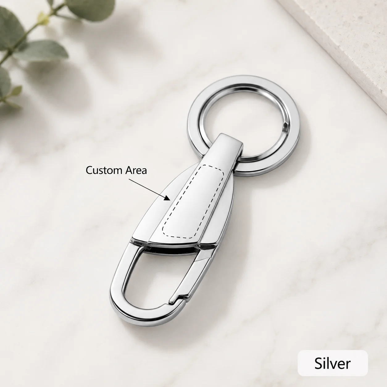 Custom Double Ring Keychain, Engraved Zinc Alloy Gift
