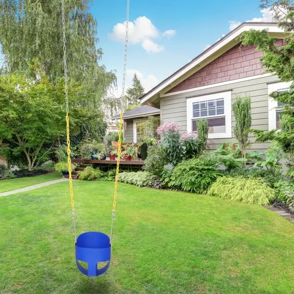 

Highback Full Bucket Toddler Swing Seat, Blue Plastic Coated Safety Chains for Playground, Backyard Swing Set, Easy Install for