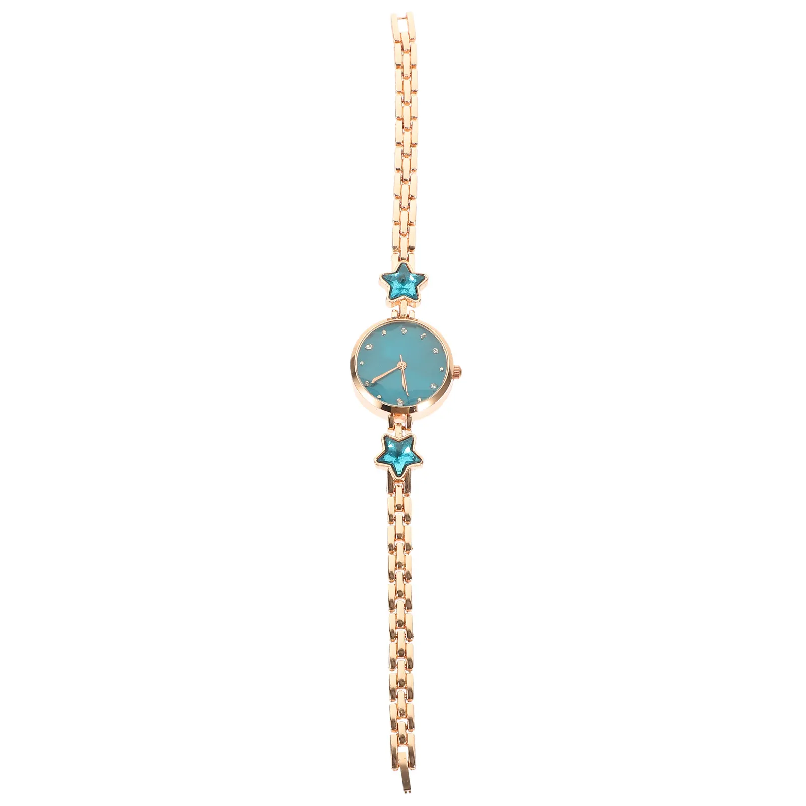 Women Alloy Star Shaped Rhinestone Quartz Watch Fashion Delicate Wrist Decoration Birthday Gift for Her Blue Precise Timekeeping