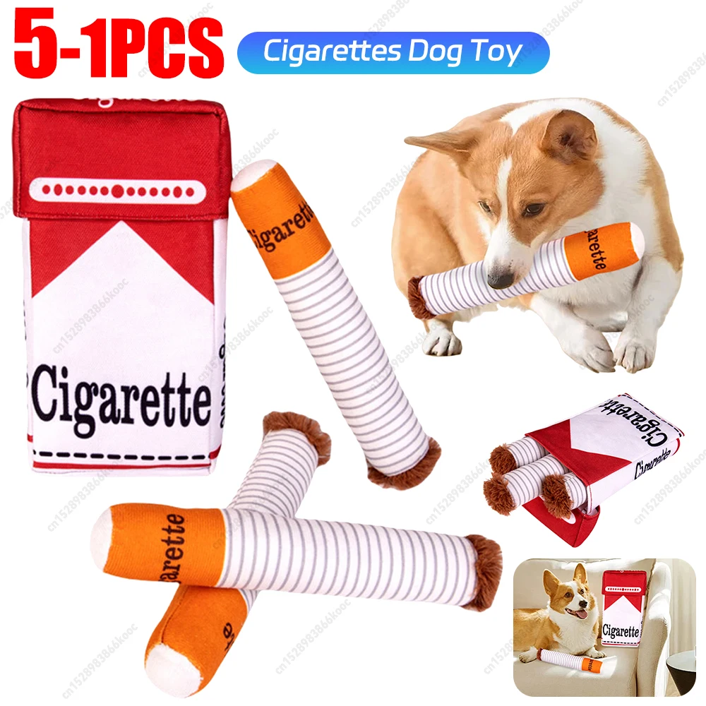 Funny Interactive Plush Dog Toys Creative Cigarette Interactive Giggles Dog Toys Funny Plush Chewing Toy Cigaret Box Pet Gifts