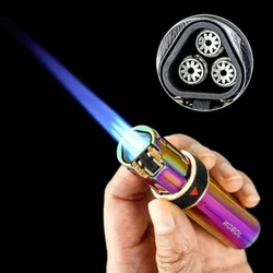 JOBON Metal Windproof Cigar Lighter Triple Torch Jet Flame Inflatable Kitchen Outdoor Gas Lighter Men's Small Tools