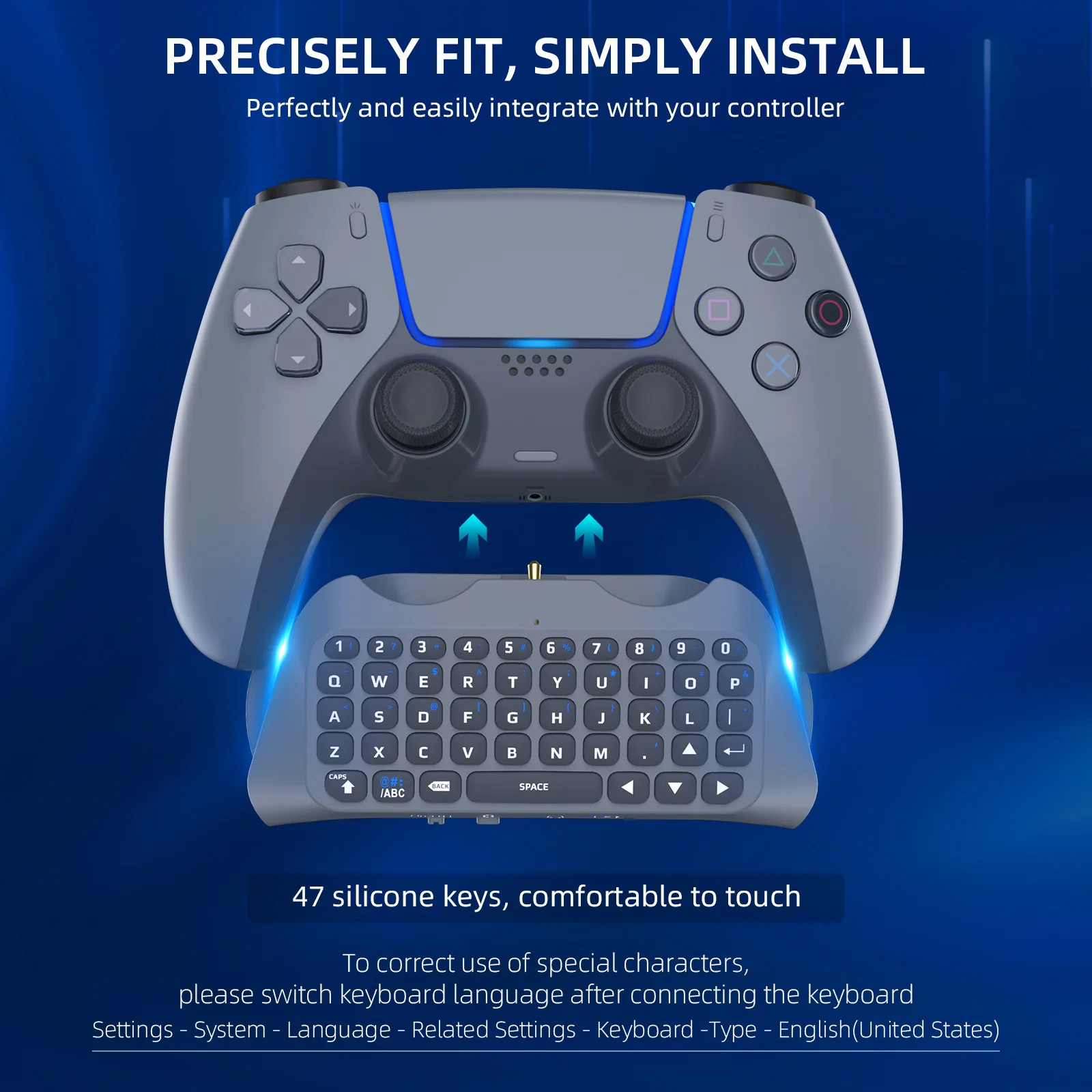 JYS-P5121 Wireless Bluetooth External Keyboard for PS5 Controllers