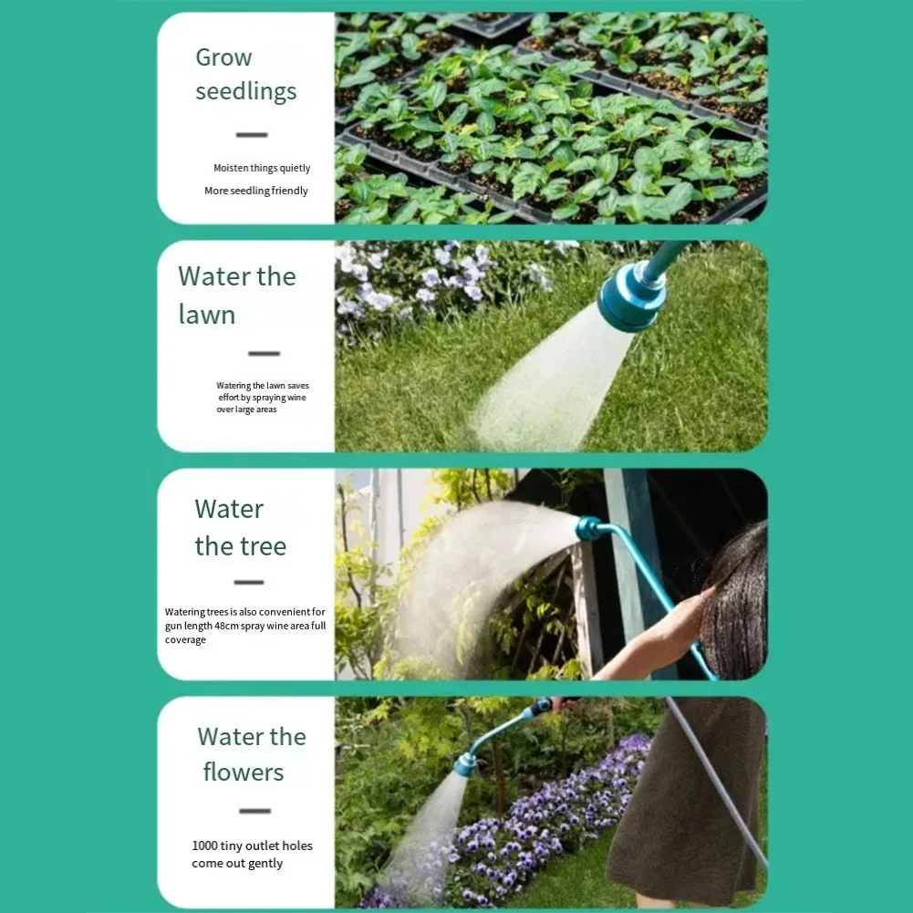 Aluminium Body Watering Hose With Detachable 1000 Holes Thumb Control Output And Leak Proof Gaskets For Garden And Lawn Use