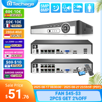 Techage H.265 4CH 8CH 5MP 8MP POE NVR 4K 1080P Ultra HD Network Face Detection Video Recorder for Security POE IP Camera ONVIF