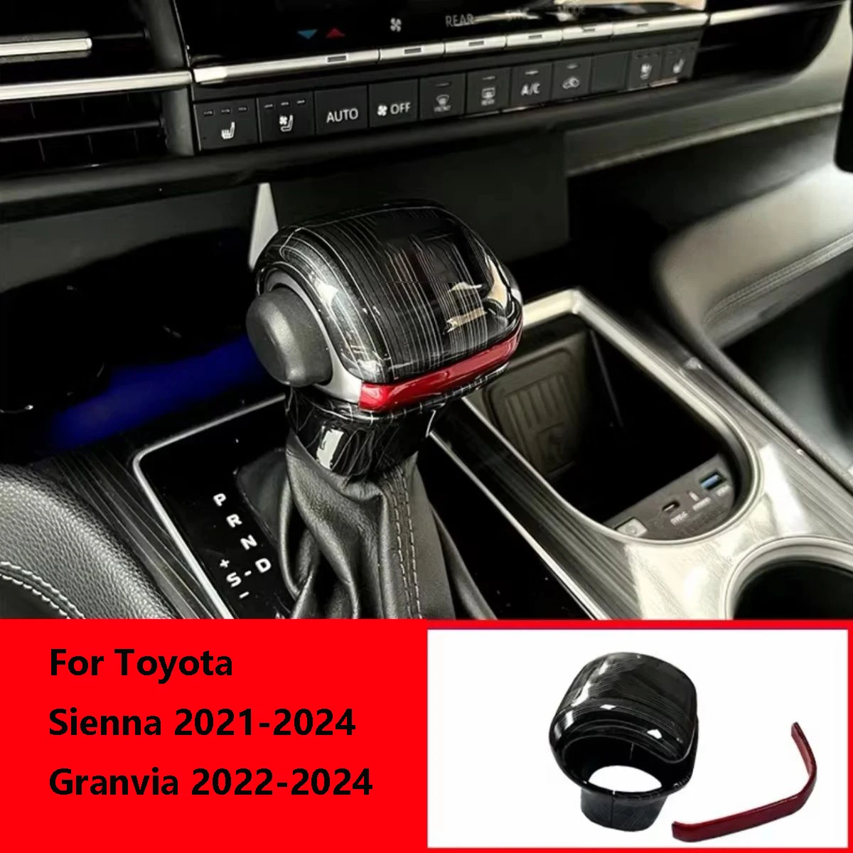 For Toyota Sienna Granvia 2022-2024 Carbon Fiber ABS Stickers Gear Shift Knob Cover Car Accessories Interior Trim 2