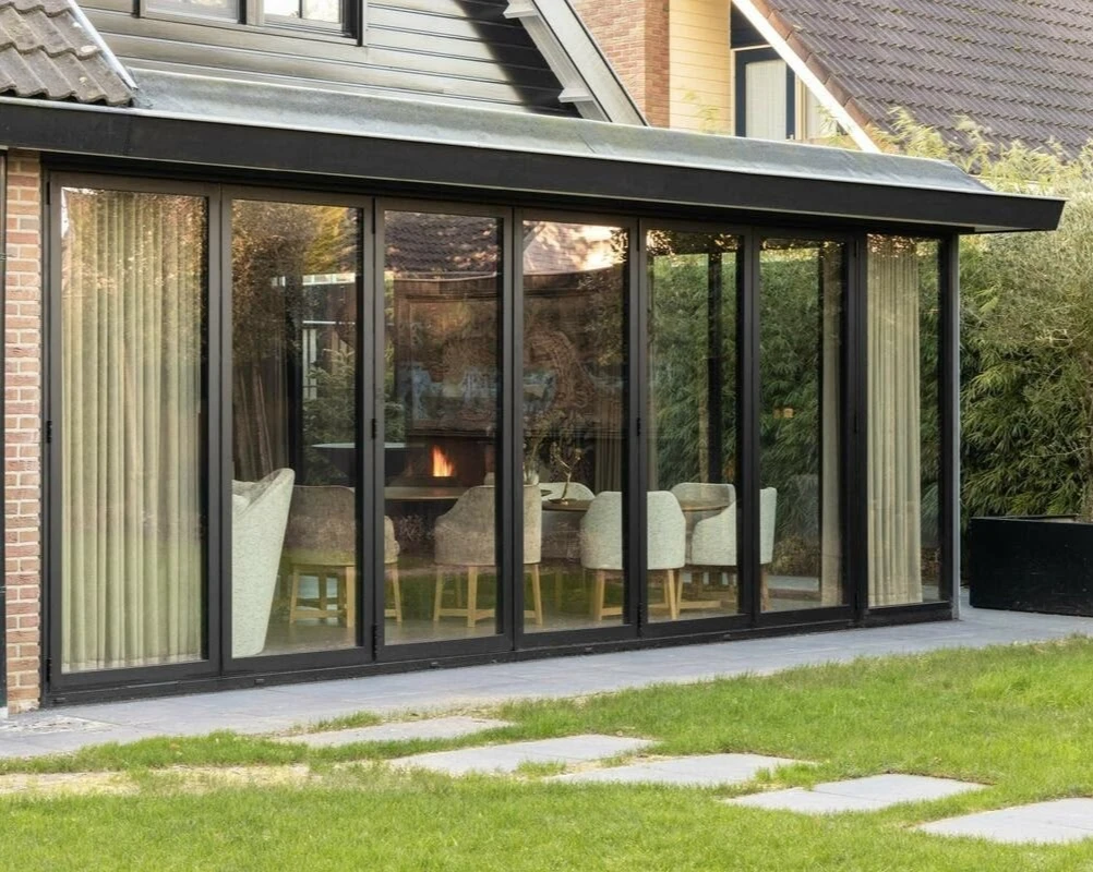 External Doors Thermal Break Aluminum Door Bifold Patio Folding Glass Doors Outswing Energy Efficient Vertical Accordion Door
