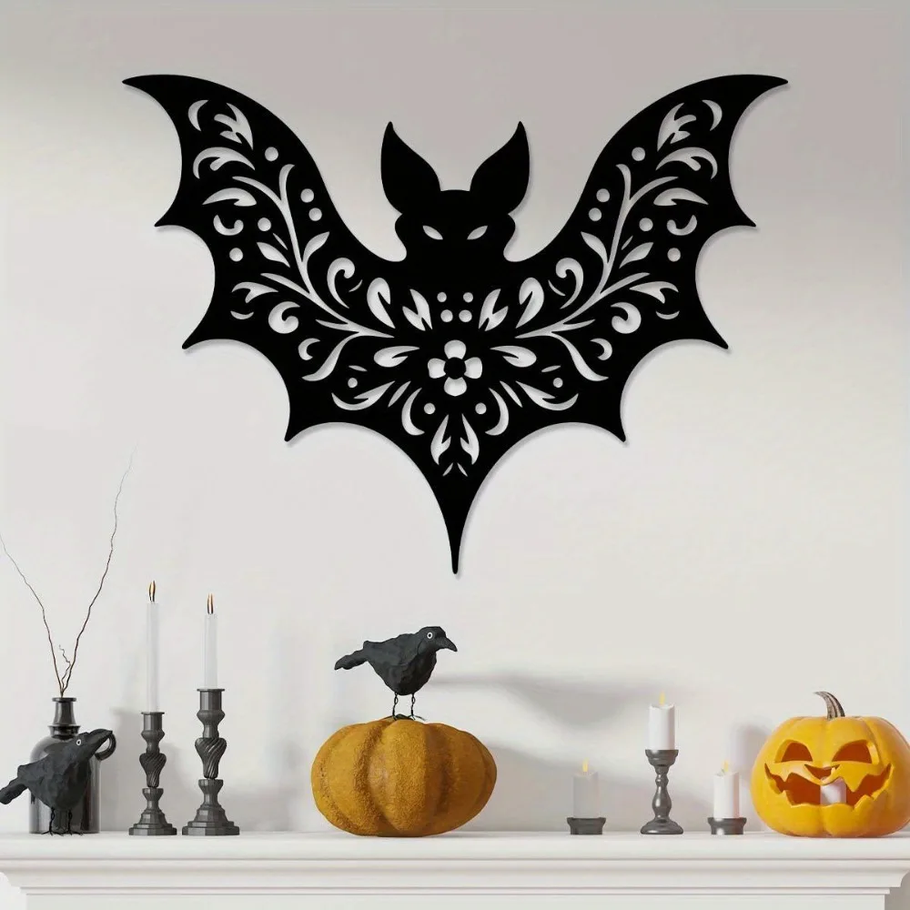 CIFBUY Wrought Iron Wall Decor Gothic Metal Bat Artwork Spooky Hanging Sign Scary Home Living Room Sculpture Yard Patio Gift