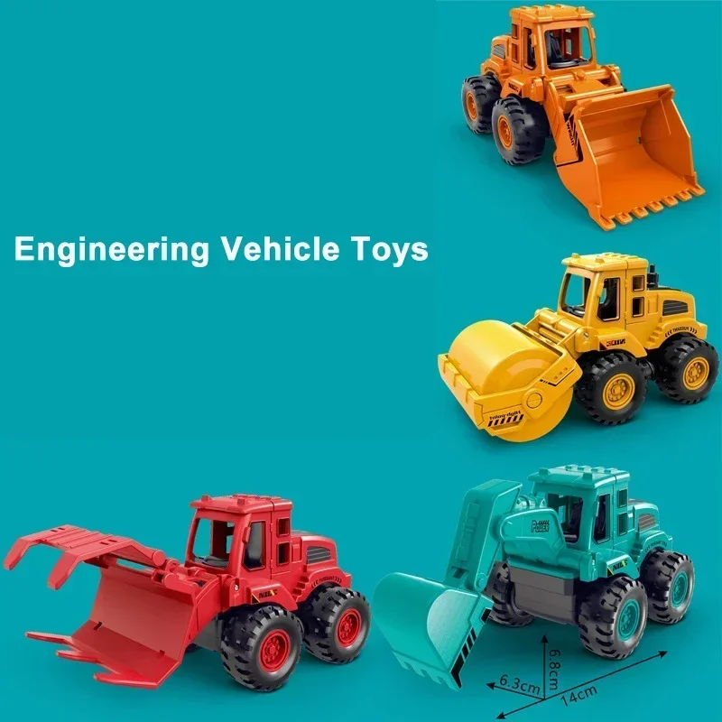 Children\'s Inertia Car Simulation Engineering Vehicle Toys Excavator Bulldozer Road Roller Boy Toy Car Children Birthday Gifts