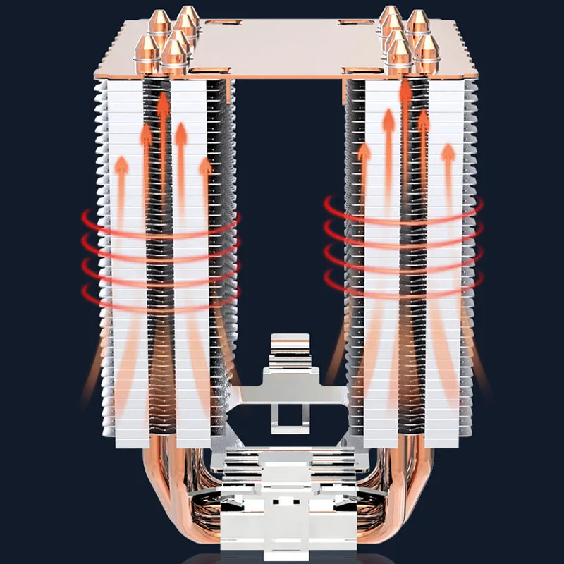 6 Heat Pipes ARGB CPU Air Cooler 4 Pin PWM Quiet CPU ventilador de refrigeração para Intel LGA 1700 2011 1200 1156 X79 X99 AM3 AM4 PC radiador