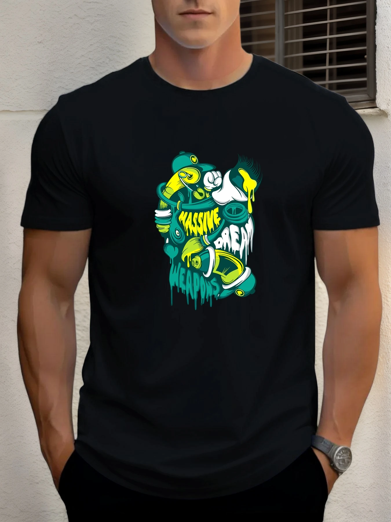 

T Shirts For Men Graffiti 100% Cotton Graphic Printing Summer Round Neck T-Shirt Casual Breathable Street Style Daily Top