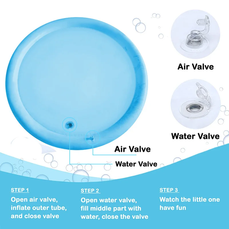 1pc 105cm Large Baby Playing Water Mat Dolphin Seal Pattern PVC Inflatable Round Play Mat Cushion Kids Gift