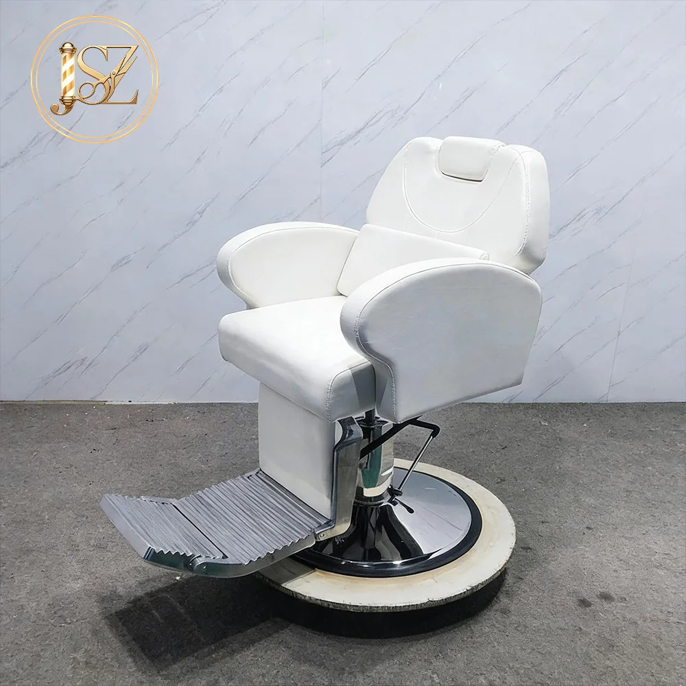 Modern Elegant Salon Reclining Chair Ergonomic Comfort White Synthetic Leather Professional Grade Styling Seating