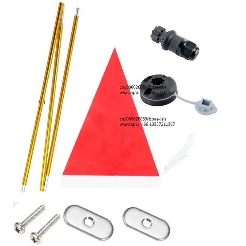 Outdoors Collapsible Kayak Safety Flag Base Mount Kit Lightweight Aluminum Warning Flag Canoe Boat Accessories