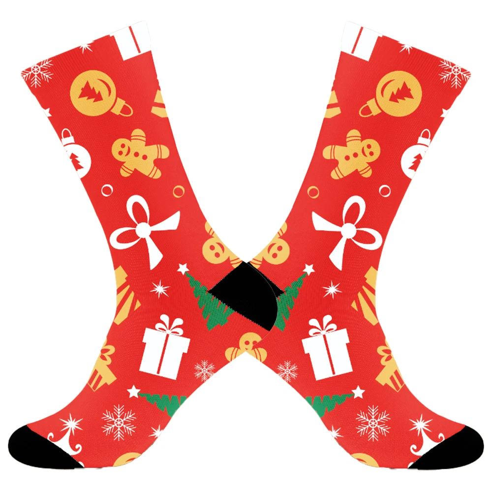 Chaussettes de Noël coordonnantes pour hommes et femmes, motif de couture chaud, peinture en aérosol, chaussettes de cyclisme décontractées, offre spéciale