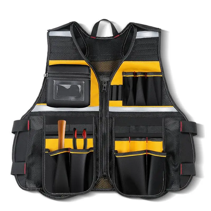 

Plumber breathable Workwear Allround Work Tool Vest Safety Vest With Multi-pocket Heavy Duty Tool Vest For Electrician Carpenter