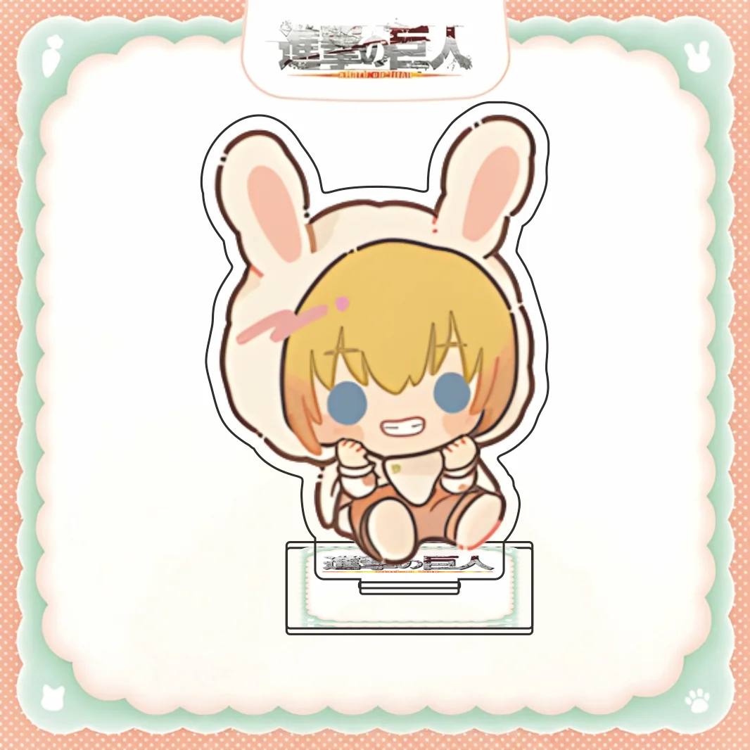 Attack On Titan Series 10cm Newest Acrylic Stand Eren Mikasa Levi Animal Hood Q Version Figure Nice Gift For Anime Fans Keychain