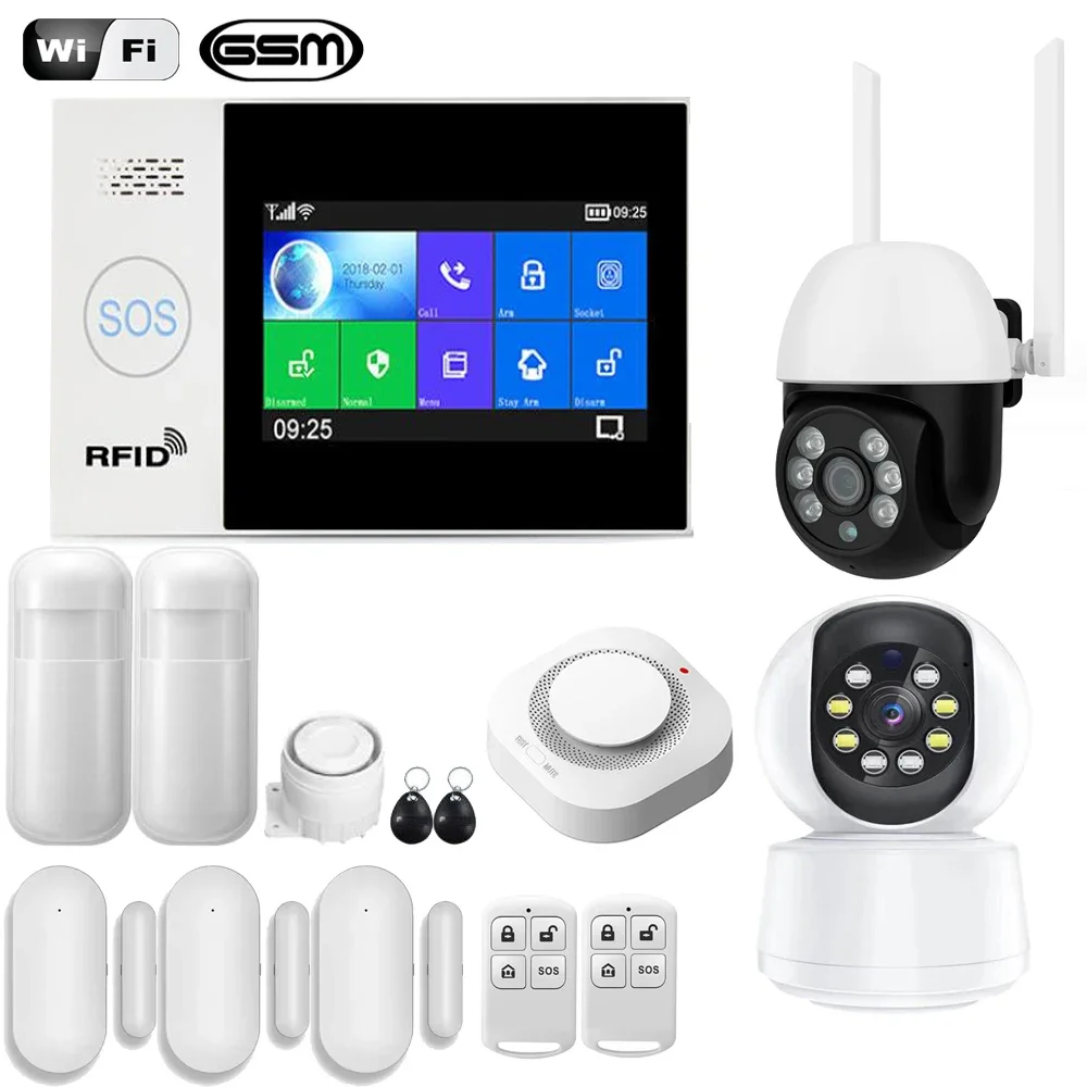 2023 Tuya Smart Home Security GSM Alarm System Kit With sensor pir dectecter Via Wifi Camer Keyboard