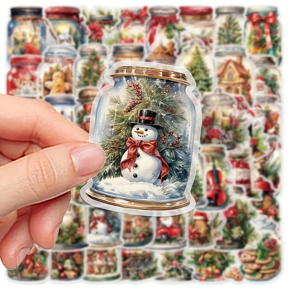 50pcs Christmas Themed Stickers - Durable PET, Perfect for Laptops, Journals, Phone Cases & Suitcases - Ideal Holiday Gift