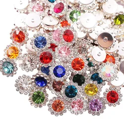 Perles de Strass à Coudre en Tissu Citrocoal, Base Argentée et Dorée, 8mm-12mm, Gemmes Artisanales