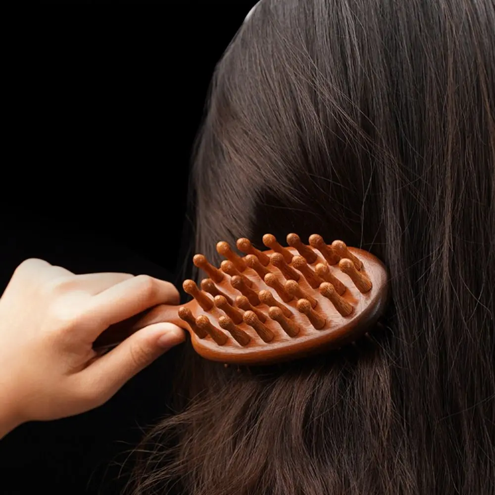 Fashion Double Sided Sandalwood Air Bag Comb Anti Static Scalp Massage Wood Comb Relieve Stress Nose Air Cushion Comb Curly Hair