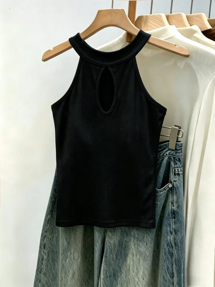Sexy Backless 95% Cotton Halter Top Women's Vest Spring Summer New Style plus Size Inner Wear Outer Wear Slim Fit Base Layer