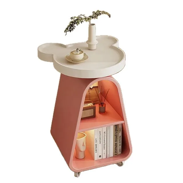 

Cream wind wrought iron removable trolley coffee table small table bedside shelf side cabinet sofa side table