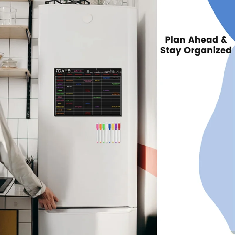 VO-المغناطيسي الجاف محو التقويم مجموعة 16X12 بوصة السبورة الأسبوعية مخطط المنظم A3 لوحة بيضاء للثلاجة الثلاجة المطبخ