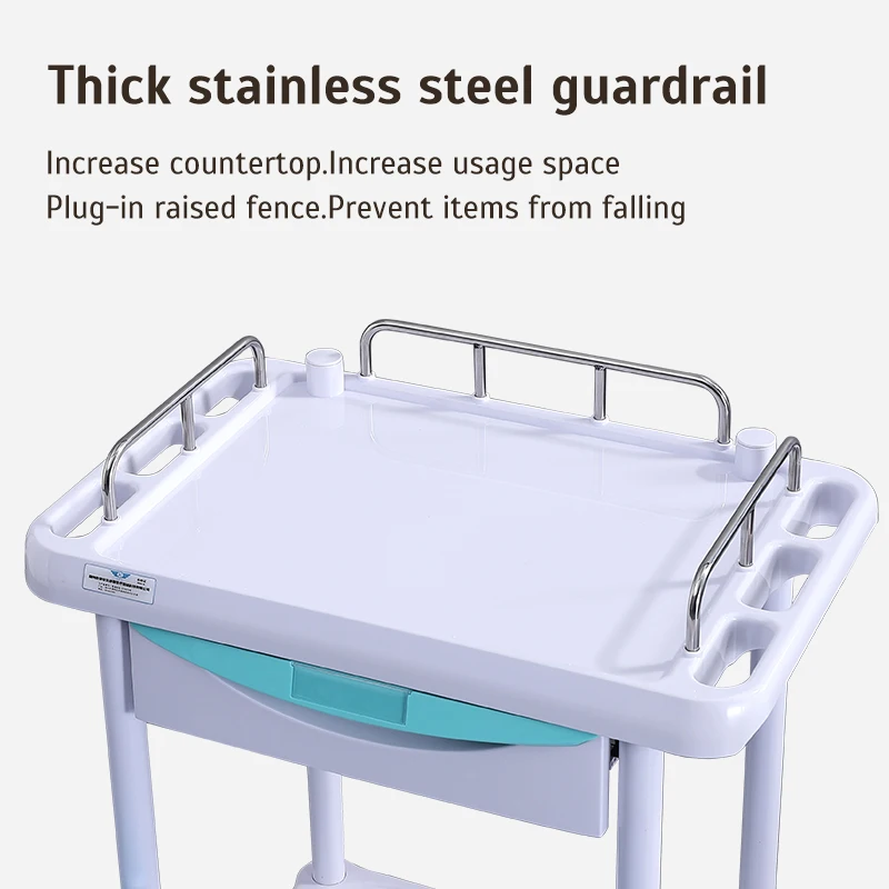 China Factory Hot Sell Multi Functional Medical Vehicle Hospital Treatment Rescue Trolley Assembled Two Layers Clinic Trolley