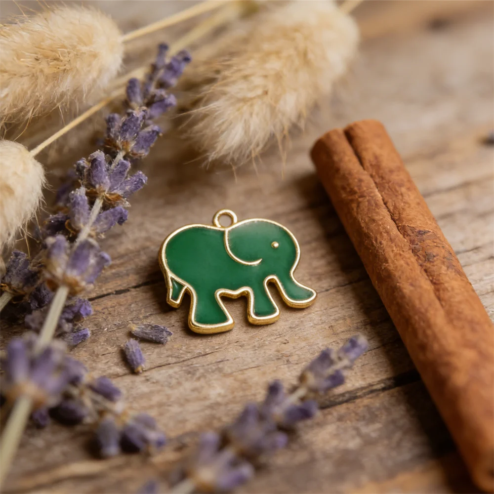 

5Pcs Pendants Brass Enamel Elephant Charms for diy Jewelry necklace bracelet Cute Animal Shape Jewelry Accessories for Women Men