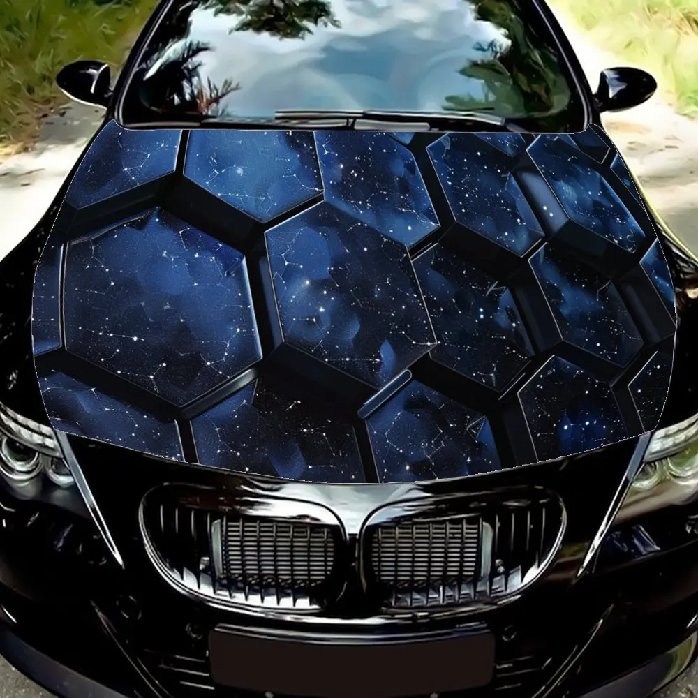 Mysterious Starry Sky Honeycomb Car Hood Wrap Color Vinyl Sticker Truck Graphic Bonnet DIY Auto Accessories Decor Decal Gift