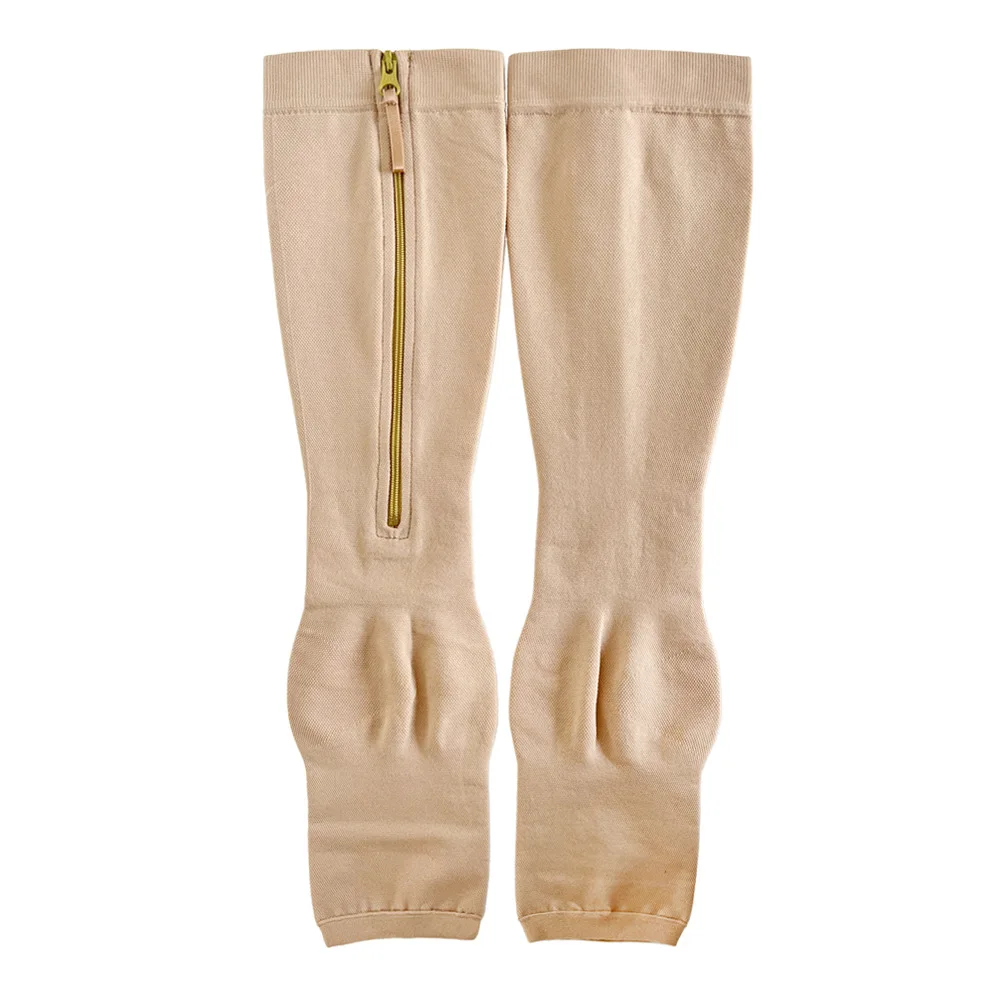 M L XXL High Quality Gradient Pressure Middle Barrel Zipper Socks Cross border For Calf Shaping Easy Put 2026 New Stockings Skin