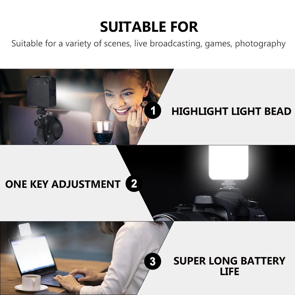 

Portable Led Camera Lighting For Conference Broadcasting Suction Cup Strong Adhesive Zoom Calls Video Conferencing Self