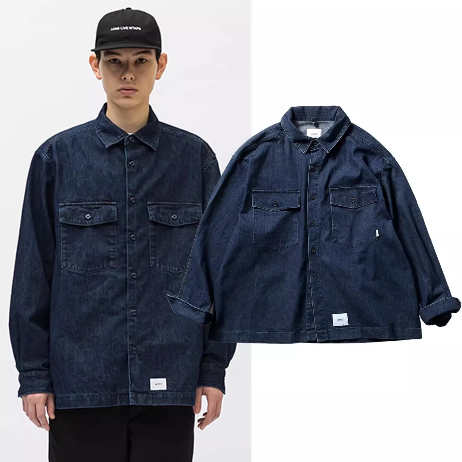 

2024 WTAPS workwear washed denim jacket loose men's long sleeved shirt WT48