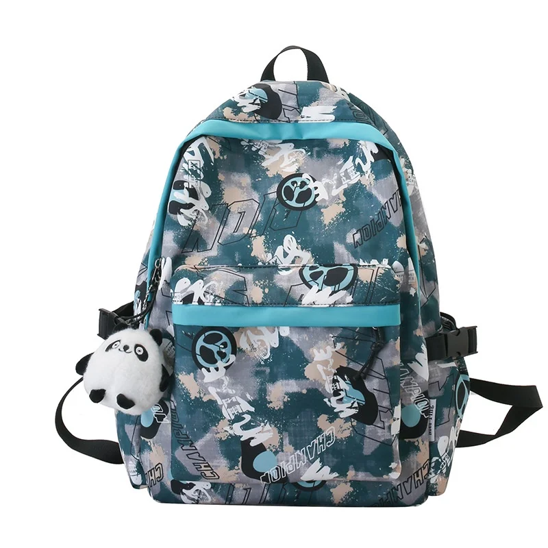 Korean Popular Cool Boys Girls Graffiti Schoolbags Junior Senior High School Students Backpacks New Fashion Simple Computer Bag