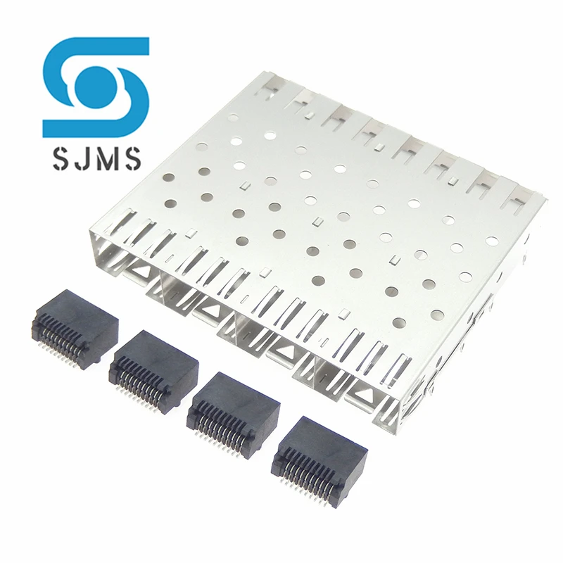 SFP Cage Press-Fit Solder PCB Thick feet 1*4 Fiber optic interface shield housing connector Gigabit fiber seat